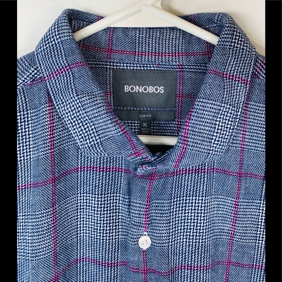 BONOBOS Slim Fit Men’s XL Long Sleeve Shirt Blue - Picture 3 of 9